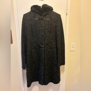 Novelti Grey-Black Faux Fur-Trimmed wool blend Coat